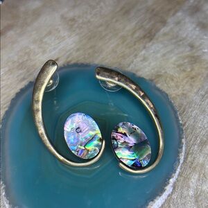 Matte Gold Abalone Shell Statement, Style Earrings